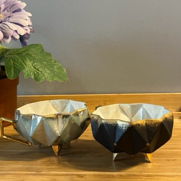 Vintage Japanese Lusterware iridescent Set of 2 tea cups art deco - Picture 12 of 12